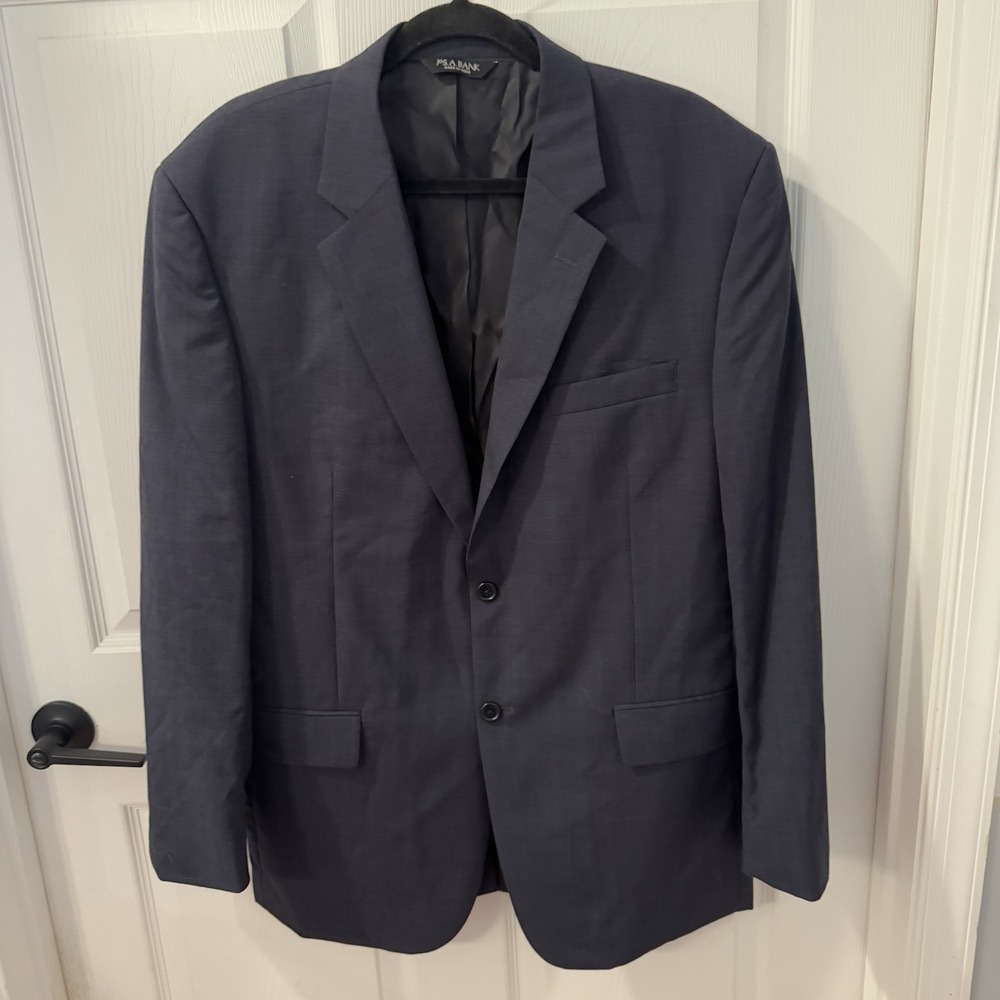 Jos A Bank 100% Wool Blazer Mens 44 R  Blue 2‎ Button Classic Fit Suit Jacket